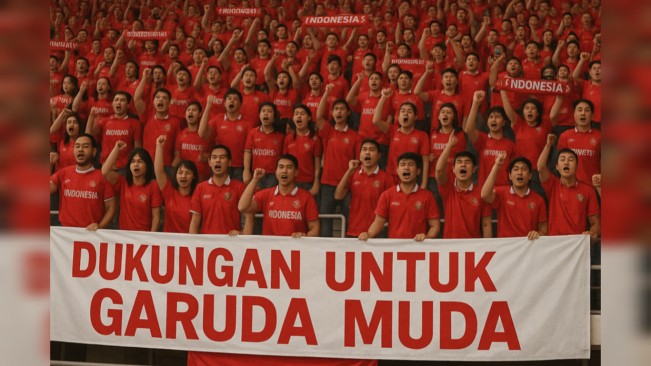 Suporter Timnas Indonesia U-23. [ChatGPT/FT News]